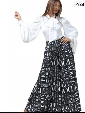 Nylon Apparel Navy & White “Vogue”Palazzo Pants S
